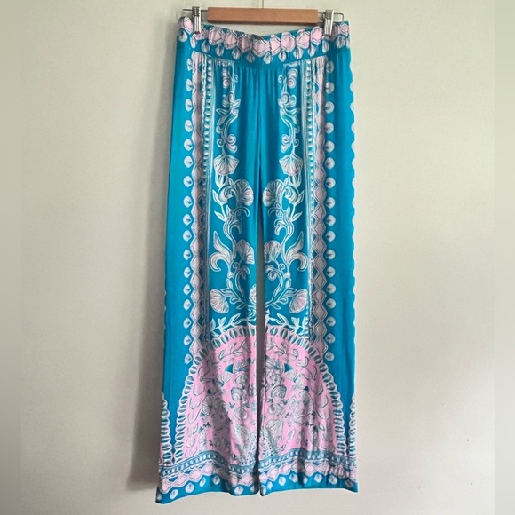 Lilly Pulitzer Turquoise and Pink Wide Leg Pants - Picture 2 of 12